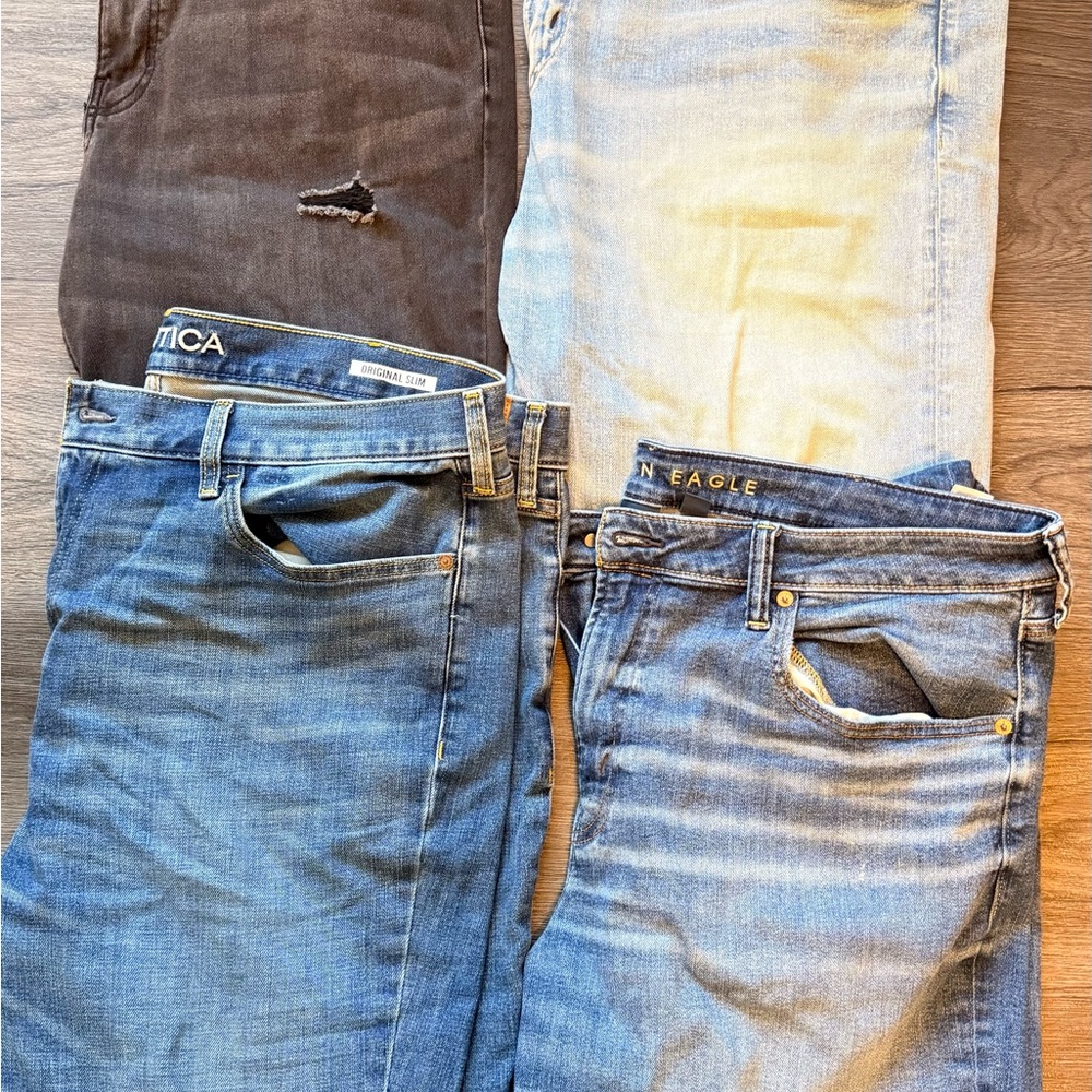 Bundle 40x30 American Eagle Outfitters & Nautica Men's Slim Athletic Jeans